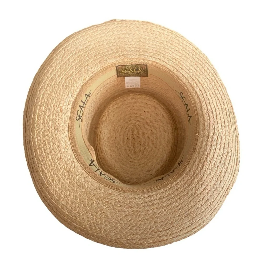 SCALA Straw Raffia Gamblers Hat 100%  Neutral Color Size L/XL NEW Golf Sun Ready - Picture 7 of 10